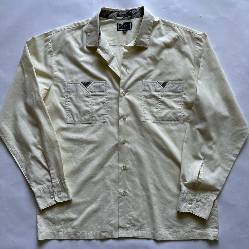 Vintage Blocks Cream yellow long sleeve lightweight dress work shirt
